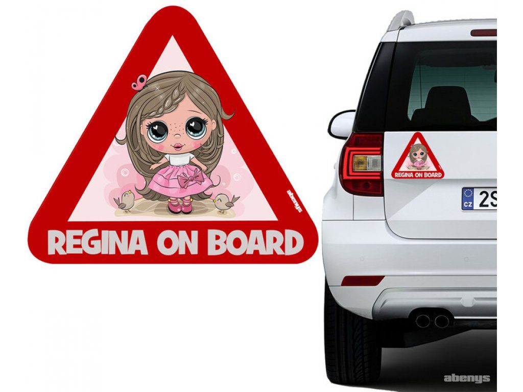 Samolepka na auto trojúhelník s reflexním textem - Regina