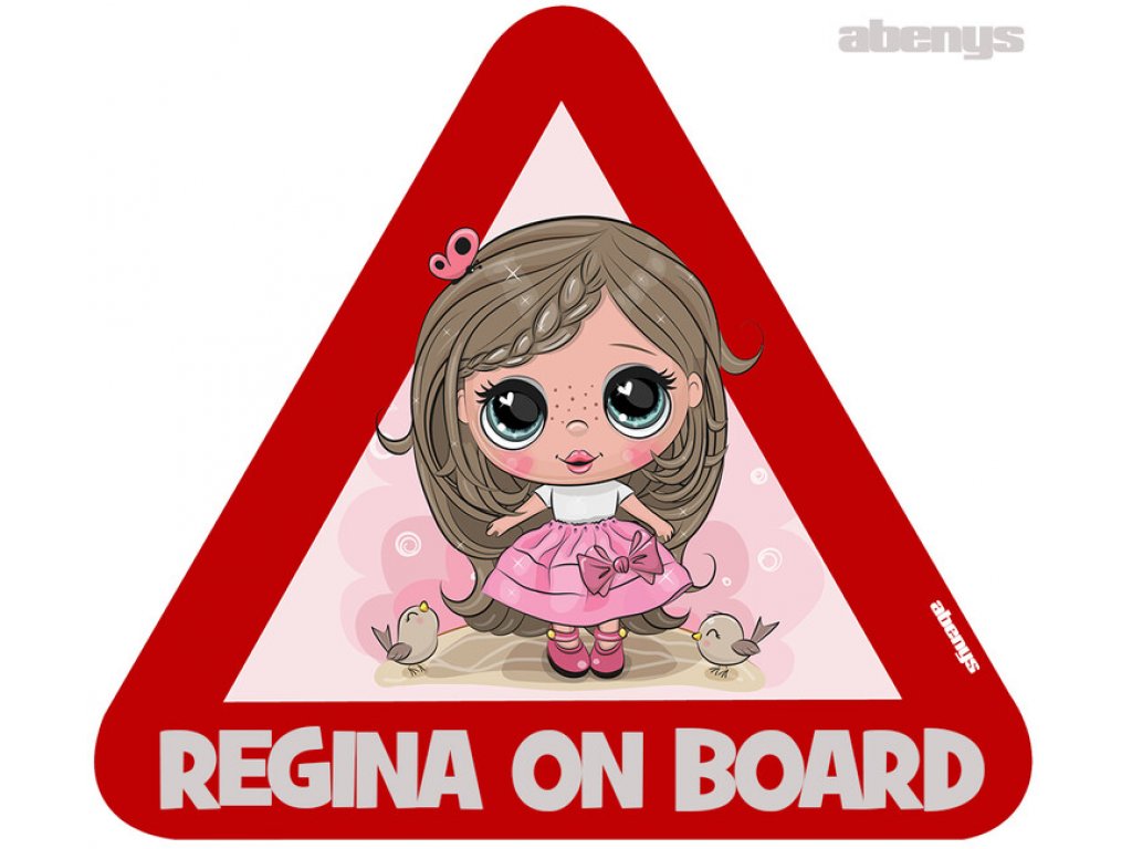 Samolepka na auto - s reflexným textom - dievčatko Regina