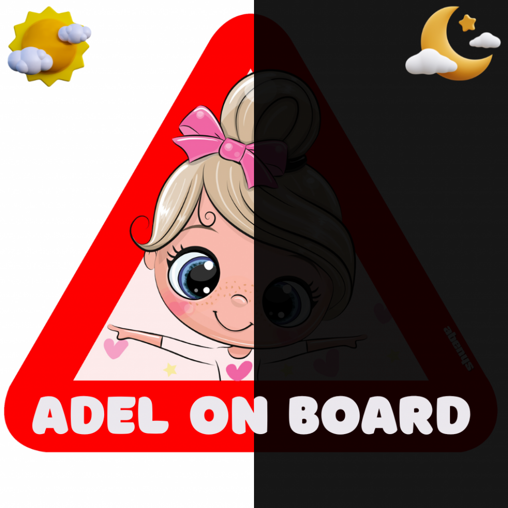 Samolepka na auto trojuholník dievčatko Adel