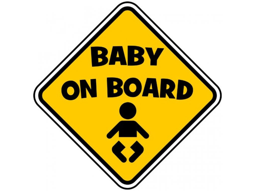 Samolepka na auto - žlutý čtverec - BABY ON BOARD - klasická