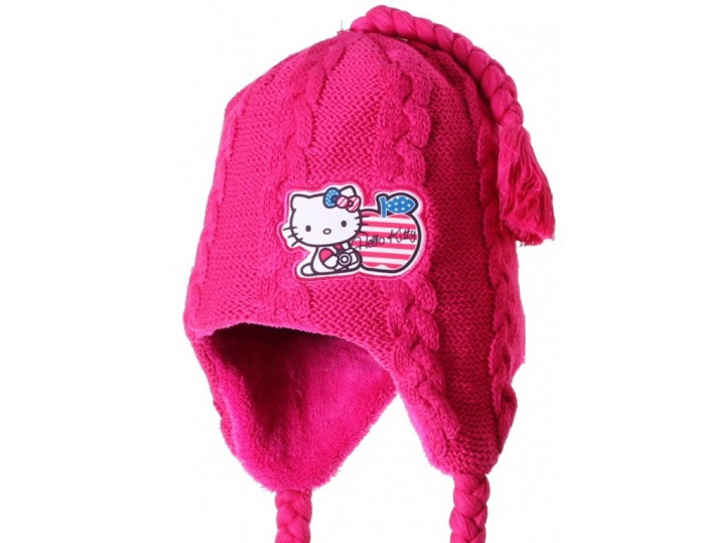 zimní čepice HELLO KITTY - růžová - velikost 54