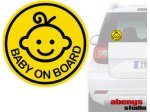 autonálepka - BABY ON BOARD - žltý kruh - chlapec - klasická