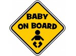 Samolepka na auto - žltý štvorec - BABY ON BOARD