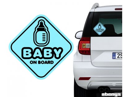 autonálepka - BABY ON BOARD - fľaša modrá - klasická