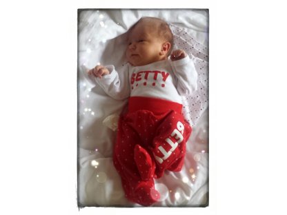 baby set - tečkovaný červený - se jménem