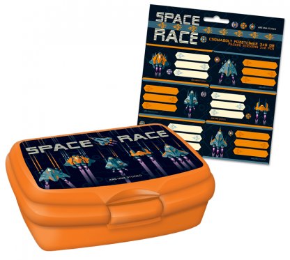 Uzsonnás doboz SPACE RACE + címkék füzetre