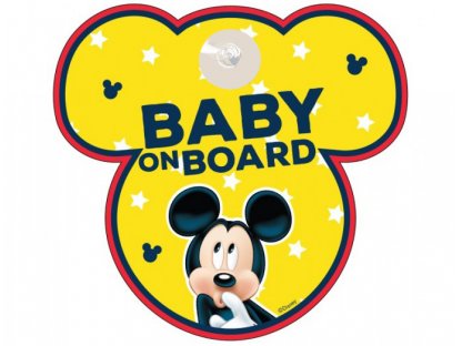Tabuľka do auta s prísavkou Dieťa v aute - BABY ON BOARD - MICKEY MOUSE - Mickey