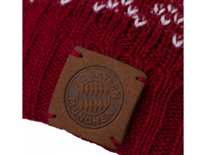 Gyerek téli sapka FC Bayern München, gombócos, fehér / piros / sötétkék