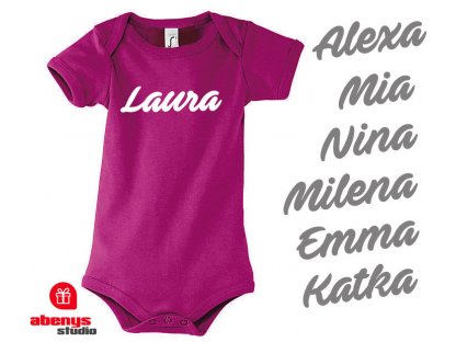 dětské body krátky rukáv se jménem BAMBINO SOLS - fuchsia - 3–6 měs.