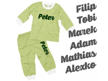 detské pyžamo s vlastným menom - zelené