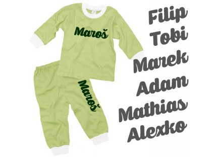 detské pyžamo s vlastným menom - zelené