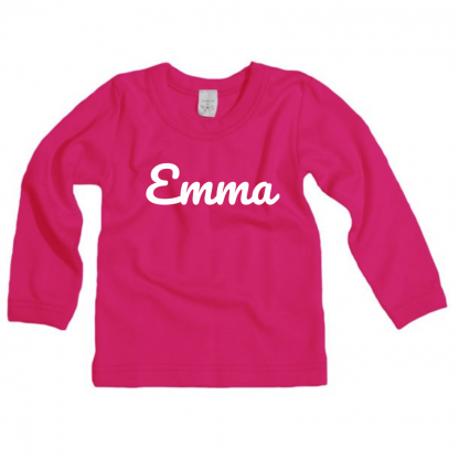 Detské tričko s dlhým rukávom s menom podľa želania - ružové 