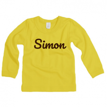 Detské tričko s dlhým rukávom s menom podľa želania - žlté