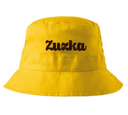 detský klobúčik s menom - žltý