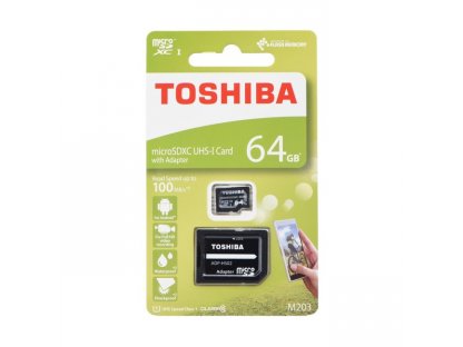 Toshiba microSDHC M203 UHS-I U1 64GB Class 10, 100 MB/s + SD adapter