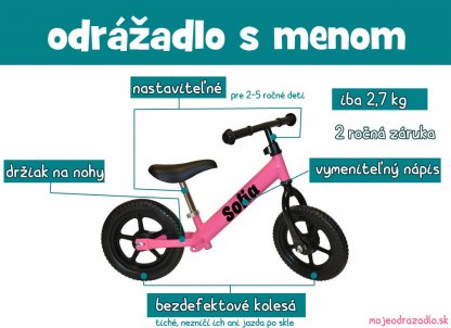 Moje odrážadlo s menom - bielo červené