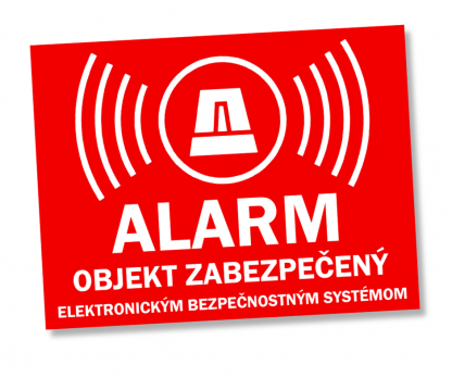 nálepka - ALARM objekt zabezpečený elektronickým bezpečnostným systémom - červená