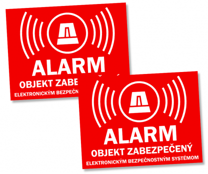 nálepka - ALARM objekt zabezpečený elektronickým bezpečnostným systémom - červená 2ks