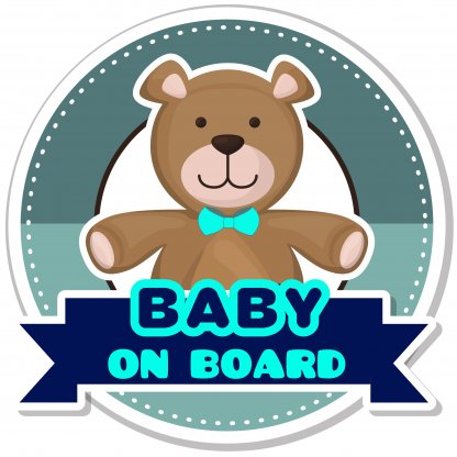 Samolepka na auto - BABY ON BOARD - modrý medvídek  2