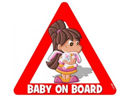 nálepka na auto - BABY ON BOARD - postavička Carolina