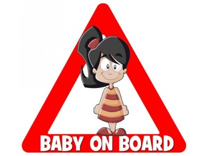 nálepka na auto - BABY ON BOARD - postavička Sarah