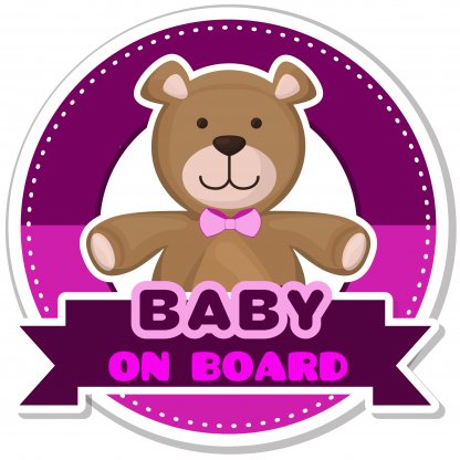 Samolepka na auto - BABY ON BOARD - růžový medvídek  2