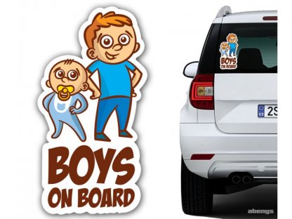 nálepka na auto - BOYS ON BOARD - chlapci