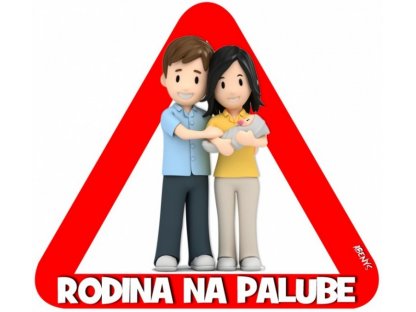 Samolepka na auto s vlastním textem - červený trojúhelník - RODINA