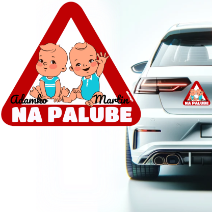nálepka na auto s vlastným textom reflexným - dvojičky  2