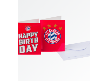 Narodeninová pohľadnica a pozvánka FC Bayern München s obálkou