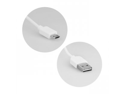 obojstraný dátový USB kábel s MicroUSB konektorom - biely - 1,0 m