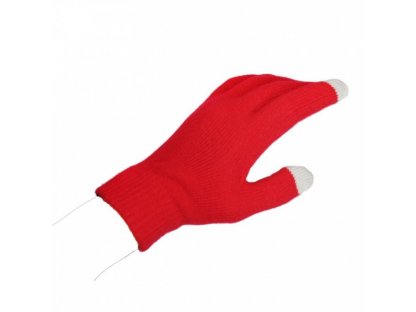 pletené zimné rukavice na dotykové telefóny, červené