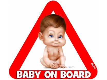 Samolepka na auto - BABY ON BOARD - postavička Mark