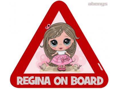 Samolepka na auto - s reflexným textom - dievčatko Regina 2