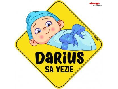 Samolepka na auto - s reflexným textom - postavička DÁRIUS