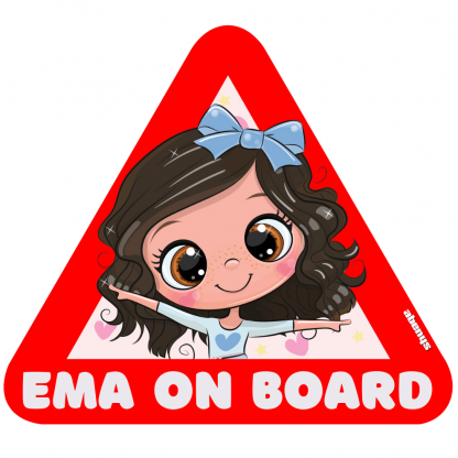Samolepka na auto trojuholník dievčatko Ema