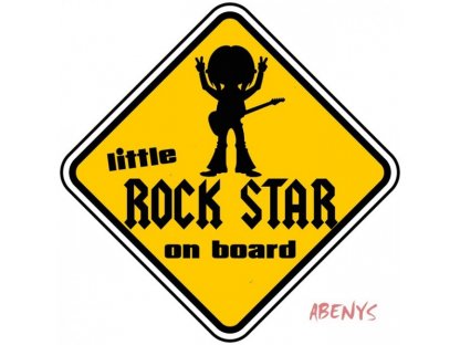 Samolepka na auto - žltý štvorec - ROCK STAR on board II - klasická 2