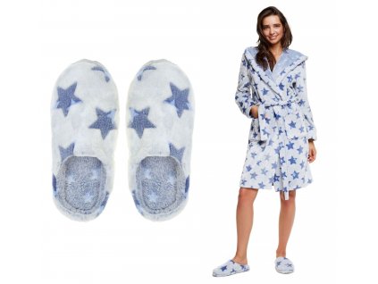 Dámské papuče s hvězdami modré