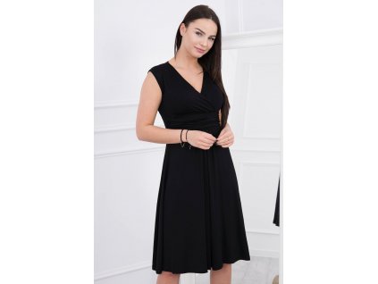 Midi šaty s rozšířenou sukýnkou černé