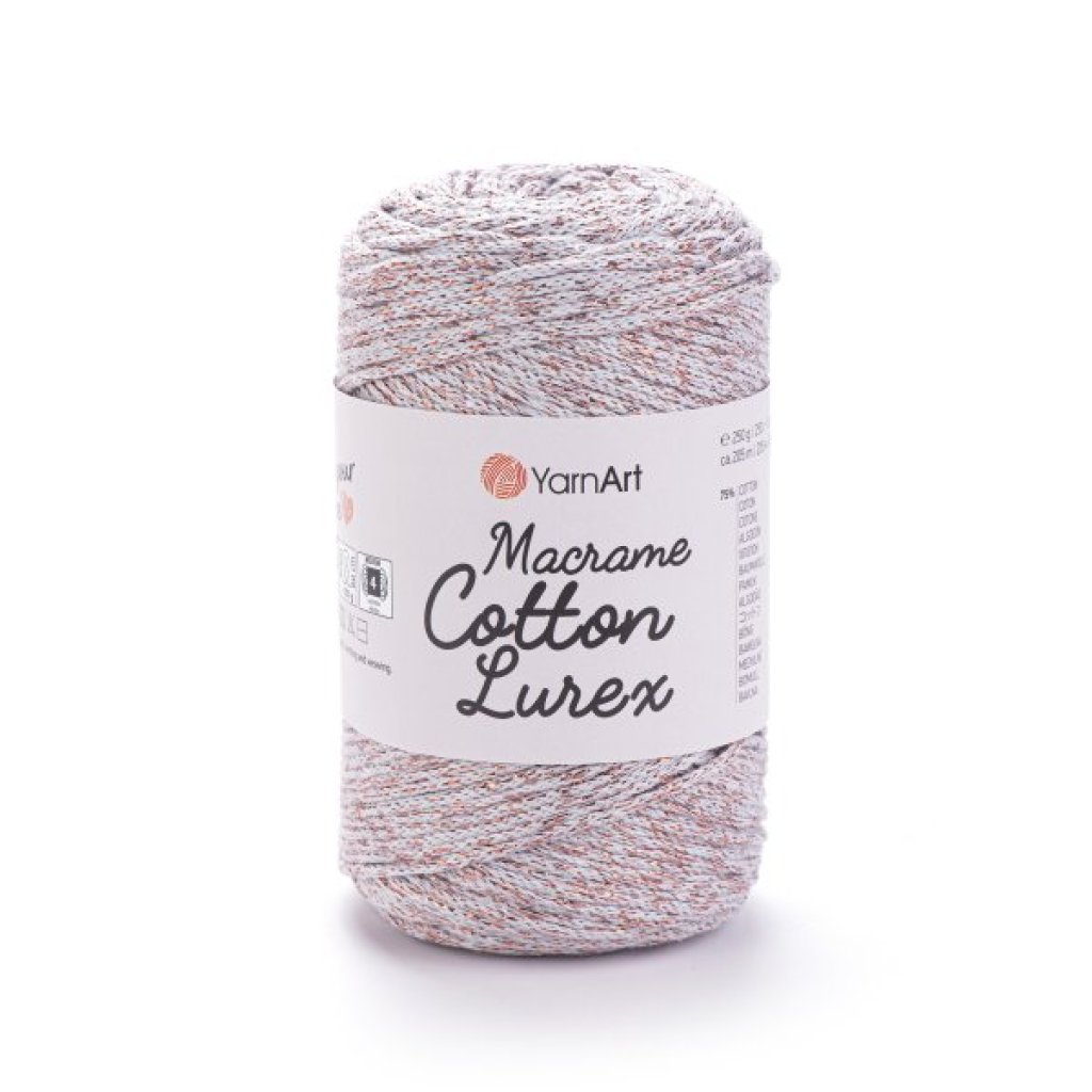 Macrame Cotton Lurex 727 sv. šedá + měděný lurex