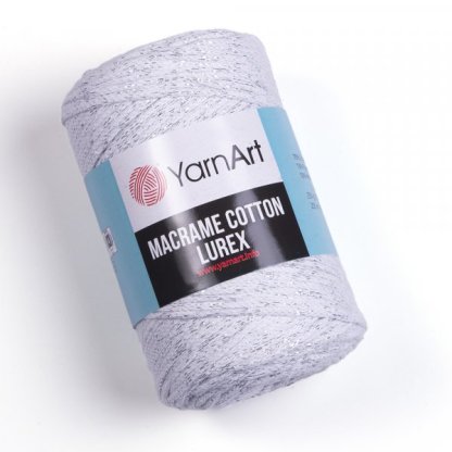 Macrame Cotton Lurex 720 bílá+stříbro