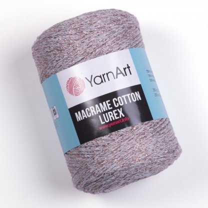 Macrame Cotton Lurex 727 šedá+měděný lurex