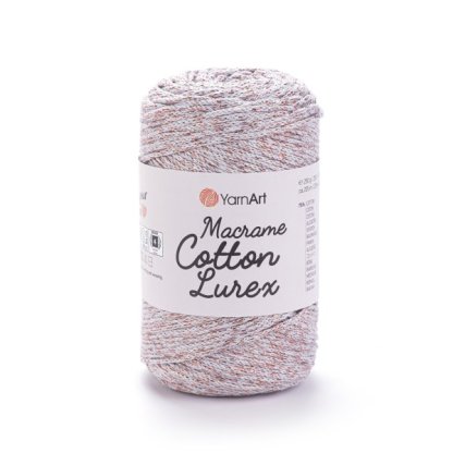 Macrame Cotton Lurex 727 sv. šedá + měděný lurex