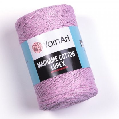 Macrame Cotton Lurex 732 růžová+stříbro