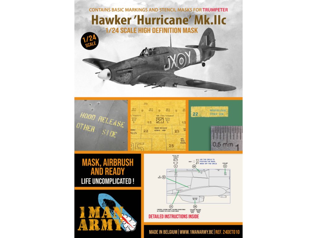 1ManArmy 24DET010 1/24 Hawker "Hurricane" Mk. IIc for Trumpeter