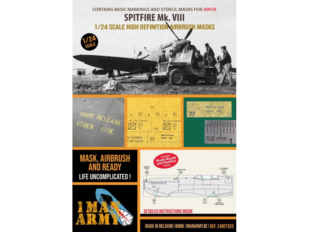 1MANARMY 24DET020 1/24 Spitfire Mk. VIII for AIR