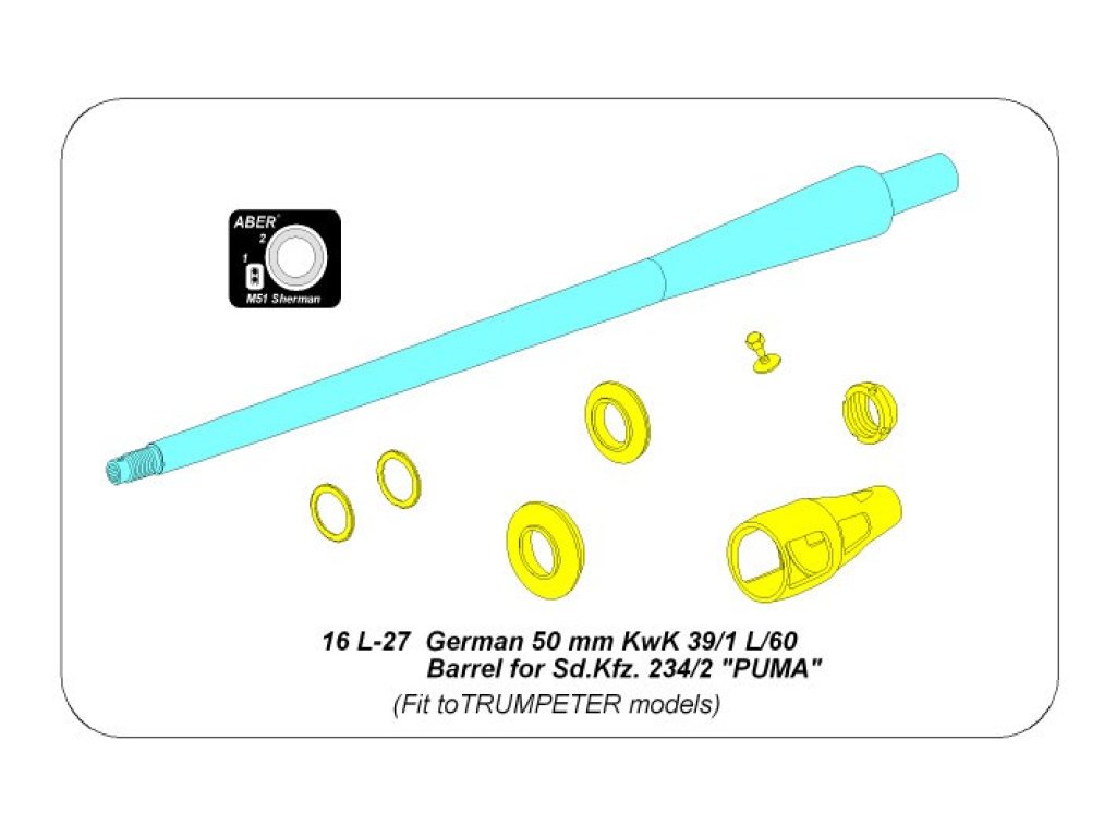 ABER 1/16 16L-27 German 5 cm KwK 39/1 L/60 Barrel for Sd.Kfz.234/2 Puma