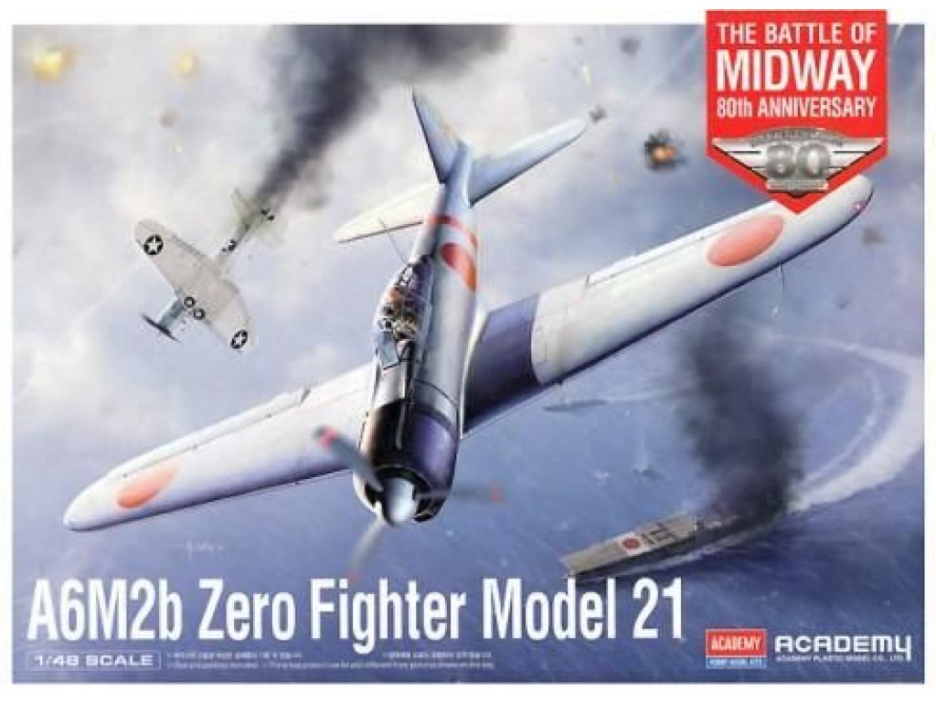 ACADEMY 1/48 A6M2b Zero Fighter Model 21 BATTLE OF MIDWAY