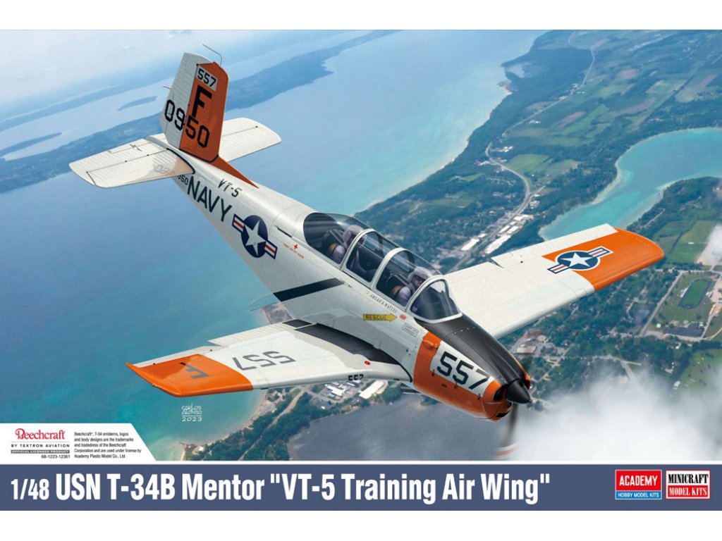 ACADEMY 1/48 USN Beechcraft T-34B Mentor VT-5 Training Air Wing