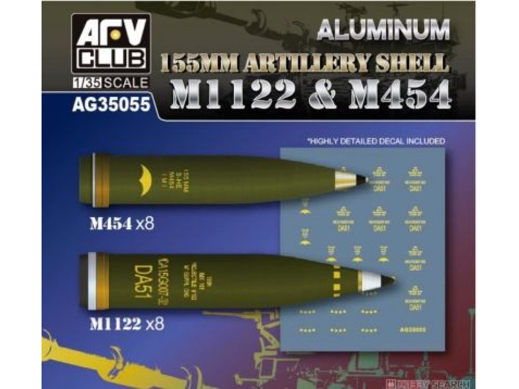 AFV CLUB 1/35 Aluminum 155 mm Artillery Shell M1122 & M454
